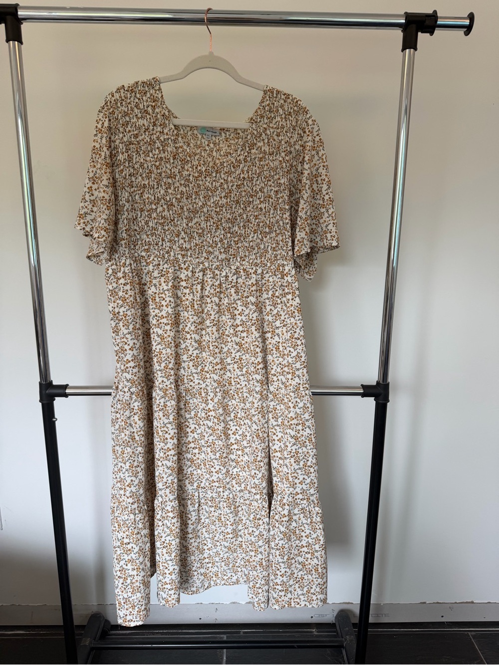 Smash + Tess Cream Dress with Tan Floral Print